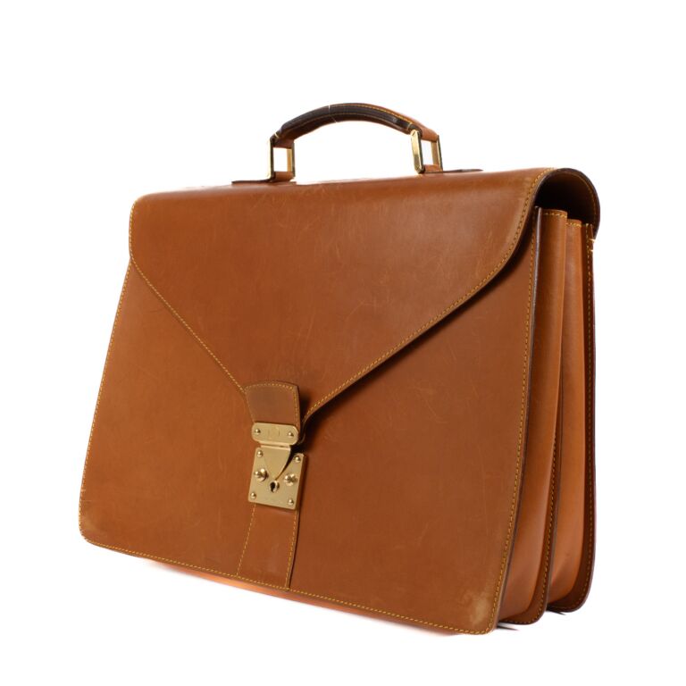 Camel leather outlet briefcase