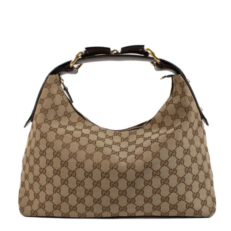 Gucci large horsebit top hobo bag gg monogram