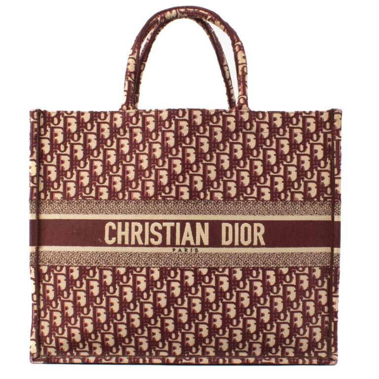 Christian Dior Burgundy Oblique Large Book Tote Labellov Buy and Sell Authentic Luxury
