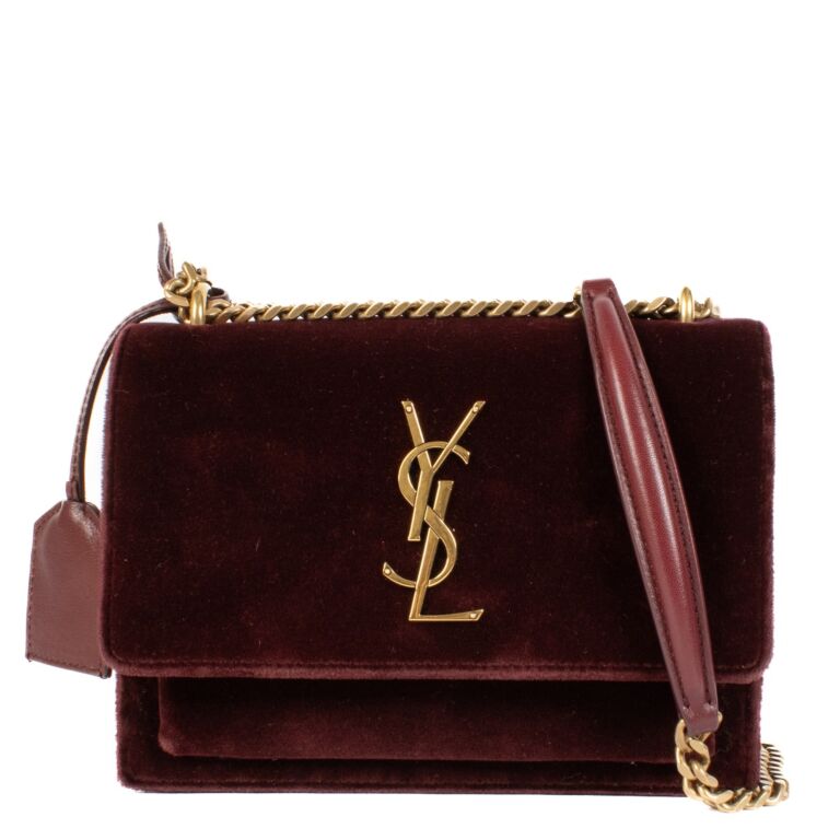 Saint Laurent Burgundy Velvet Sunset Small Bag Labellov Buy and Sell Authentic Luxury