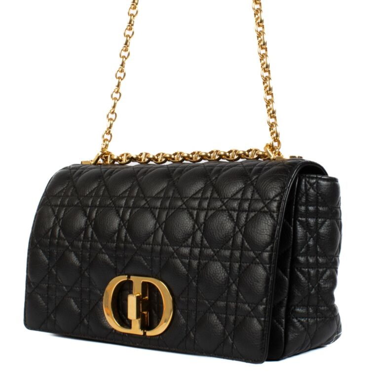【ヴィンテージ】Rank:S☆Dior Black Caro Large Cannage バック Christian Dior Black Cannage Large Caro Bag ○ Labellov