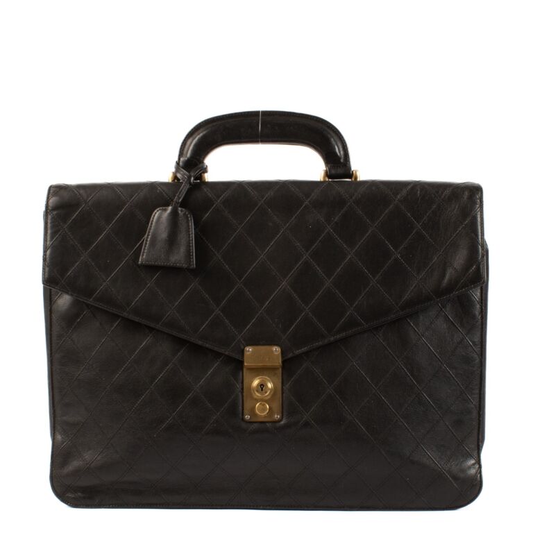 Chanel Black Calfskin Vintage Briefcase Labellov Buy and Sell Authentic Luxury