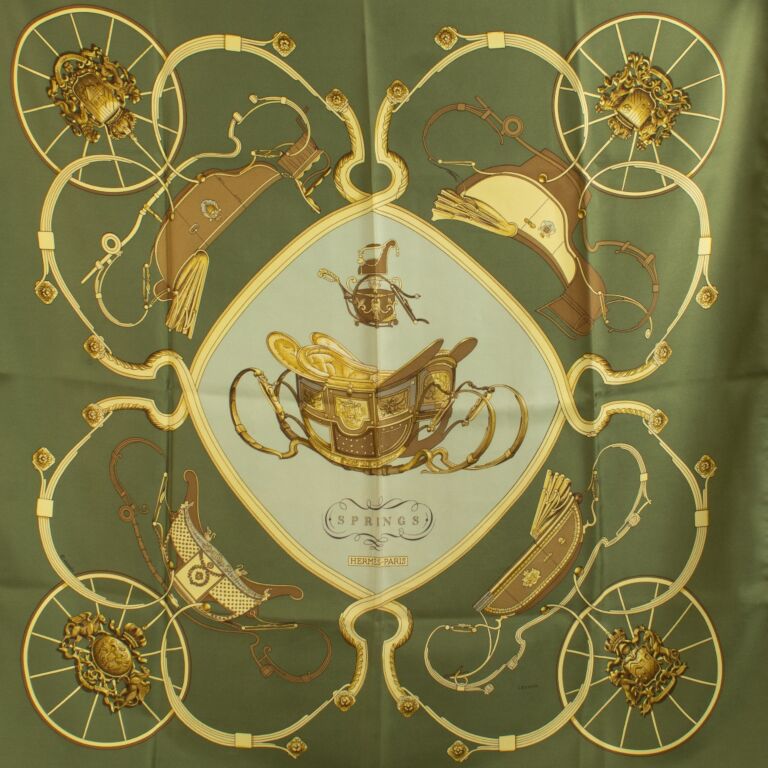 HERMES Vintage Silk Scarf Carre 90 SPRINGS エルメス シルク