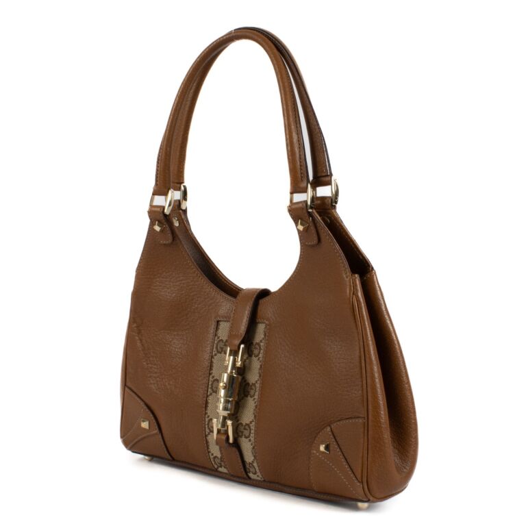 Gucci Brown Leather/GG Canvas Jackie Small Hobo Bag