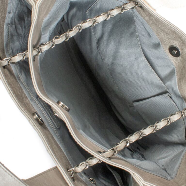 Chanel Silver Leather Large Trianon Tote Bag Labellov Buy and Sell Authentic Luxury