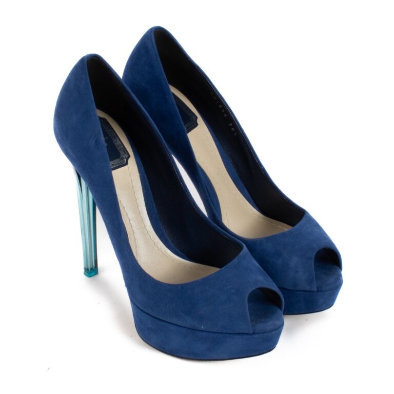 Christian Dior Blue Suede Gradient Platform Heels Size 38 5 Labellov Buy and Sell Authentic Luxury