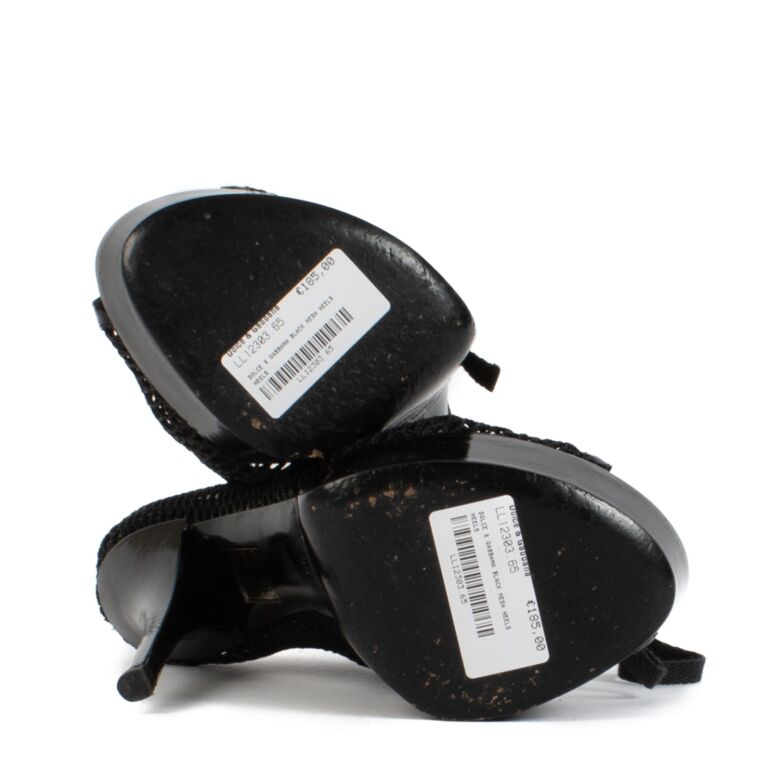 ★送料無料★新品★D&G★DOLCE&GABBANA★ハイヒール★黒★23.5 Dolce & Gabbana Black Mesh Heels - Size 38 ○ Labellov
