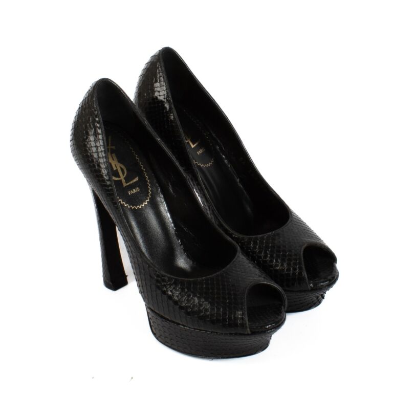 Saint Laurent Black Opyum Crystal Embellished Logo Heel