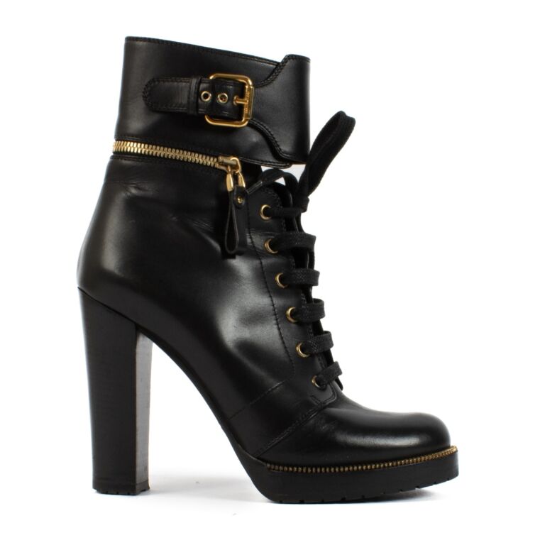 Sergio Rossi Black Leather Zip and Buckle Boots Size 38 5 Labellov Buy and Sell Authentic Luxury