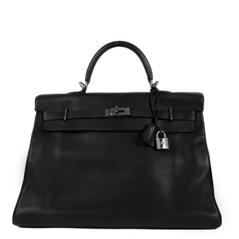 Hermes Kelly 50 Voyage Black Taurillon Clemence PHW Labellov Buy and Sell Authentic Luxury