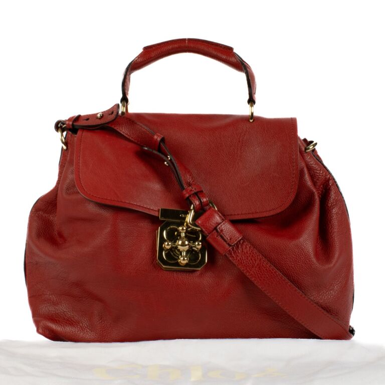 Chloe Red Leather Elsie Satchel Bag Labellov Buy and Sell Authentic Luxury
