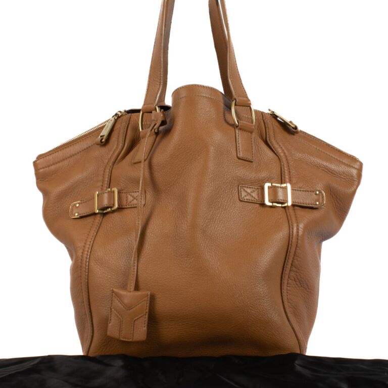 Saint Laurent Camel Deerskin Downtown Tote Bag ○ Labellov