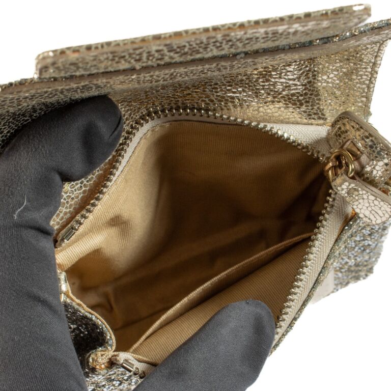 Jimmy Choo Gold Glitter Rebel Mini Crossbody Bag ○ Labellov
