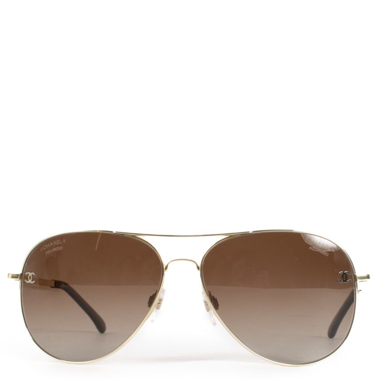 Chanel Gold 4189 Aviator Sunglasses Labellov Buy and Sell Authentic Luxury