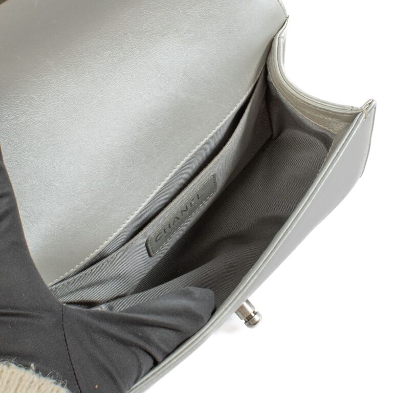 Chanel Metallic Silver Quilted Calfskin Small Boy Chanel Bag