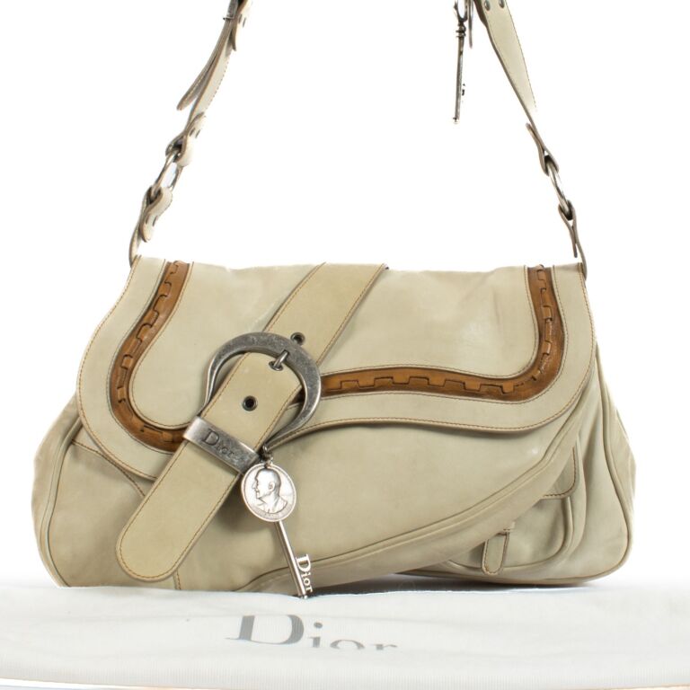Christian Dior Beige Gaucho Large Saddle Bag Labellov Buy and Sell Authentic Luxury