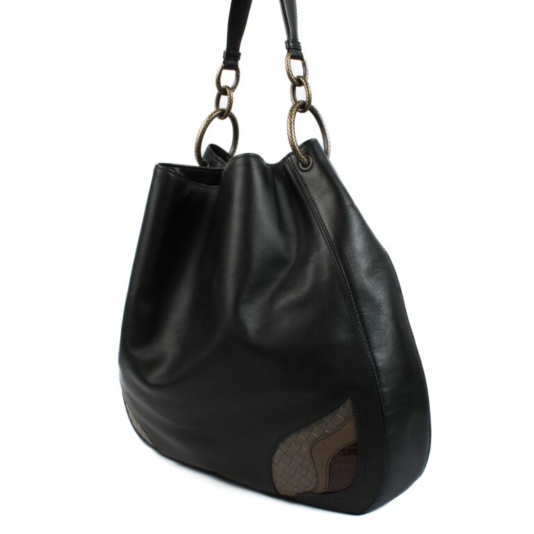 ★athe★ MERINGUE BLACK BOTTALATA HOBO BAG Bottega Veneta Black 50th Anniversary Maxi Hobo Bag