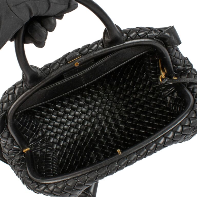 Bottega Veneta Black Intrecciato Medium Handle Bag Bottega Veneta Black Intrecciato Medium Handle Bag