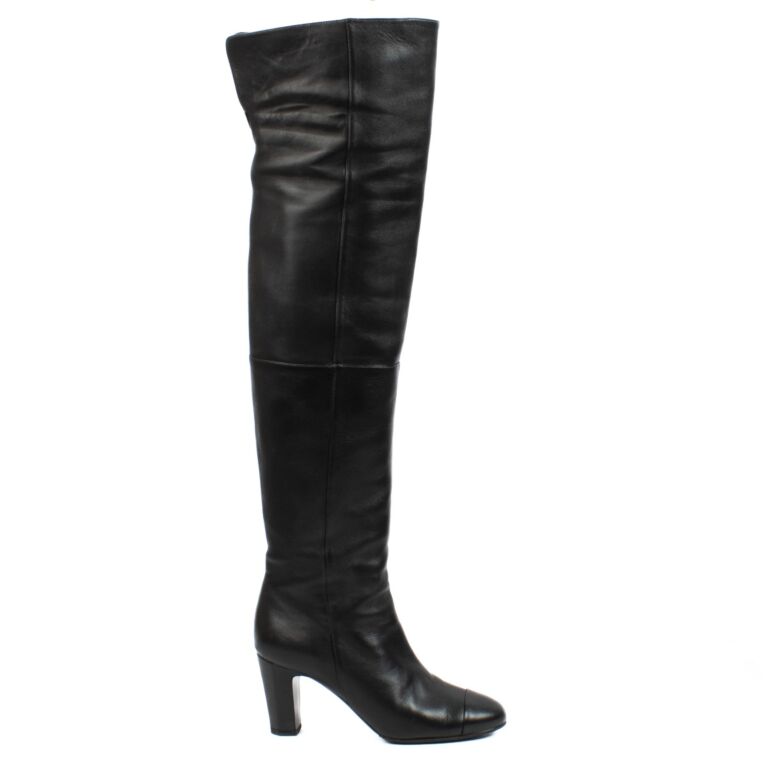 【１着でも送料無料】 Leather Black Chanel Over 39 Size - Boots Knee the その他
