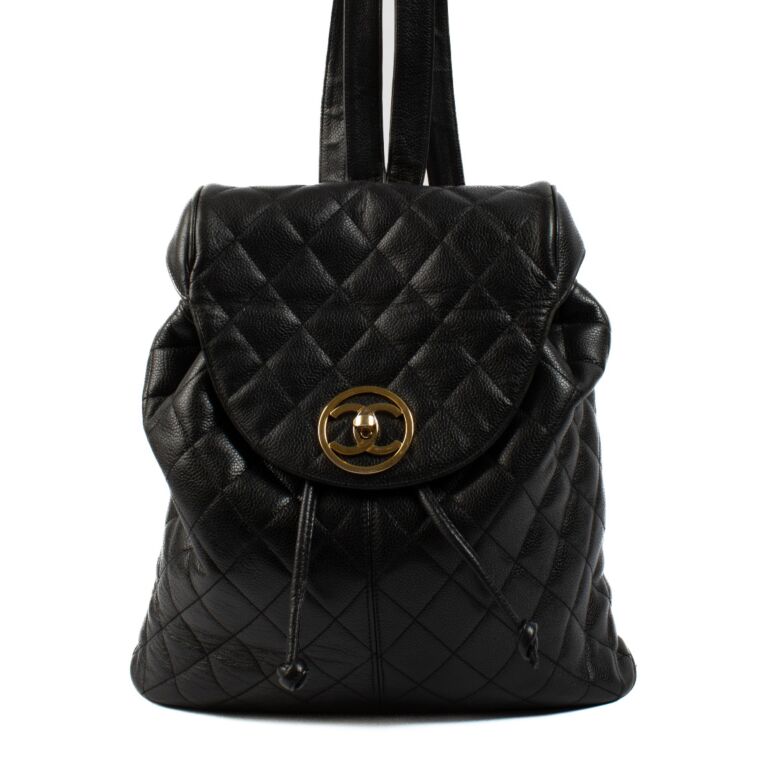 Chanel black quilted backpack discount