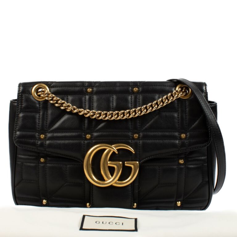 Gucci Black Studded GG Marmont Medium Bag ○ Labellov ○ Buy