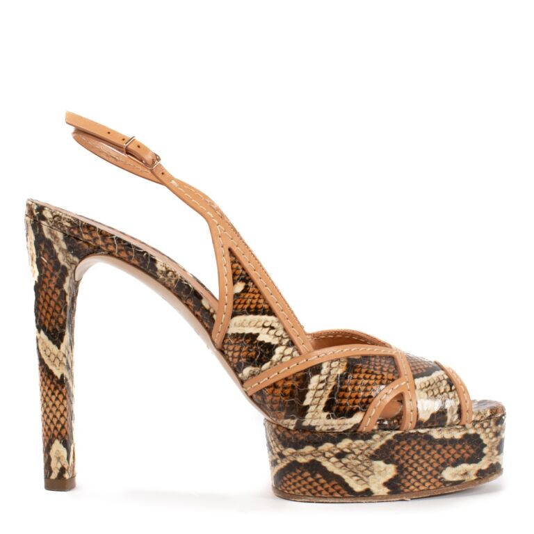 Casadei Python Embossed Slingback Platform Sandals Size 39.5 Labellov Buy and Sell Authentic Luxury