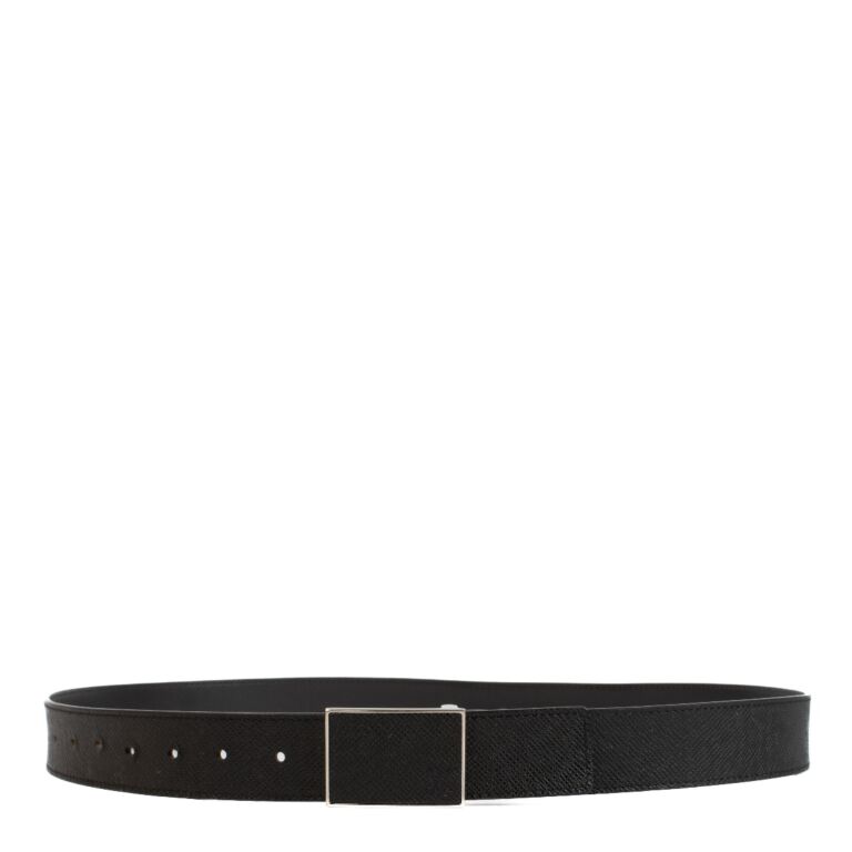 Louis Vuitton Black Taiga Leather Square Belt - Size 100