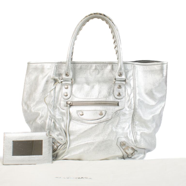 Balenciaga Metallic Silver Sunday Tote Bag ○ Labellov