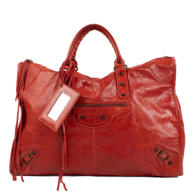 Balenciaga red leather shop