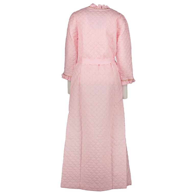 Christian Dior Vintage Pink Quilted Ruffle Trim Robe Labellov Buy and Sell Authentic Luxury