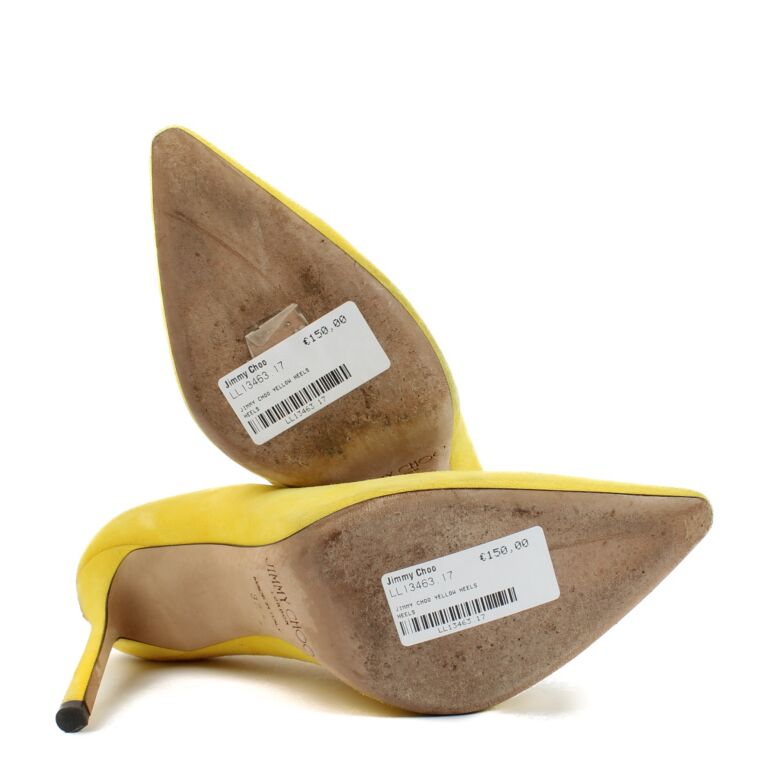 Jimmy Choo Yellow Suede Love 100 Pumps - Size 37 ○ Labellov