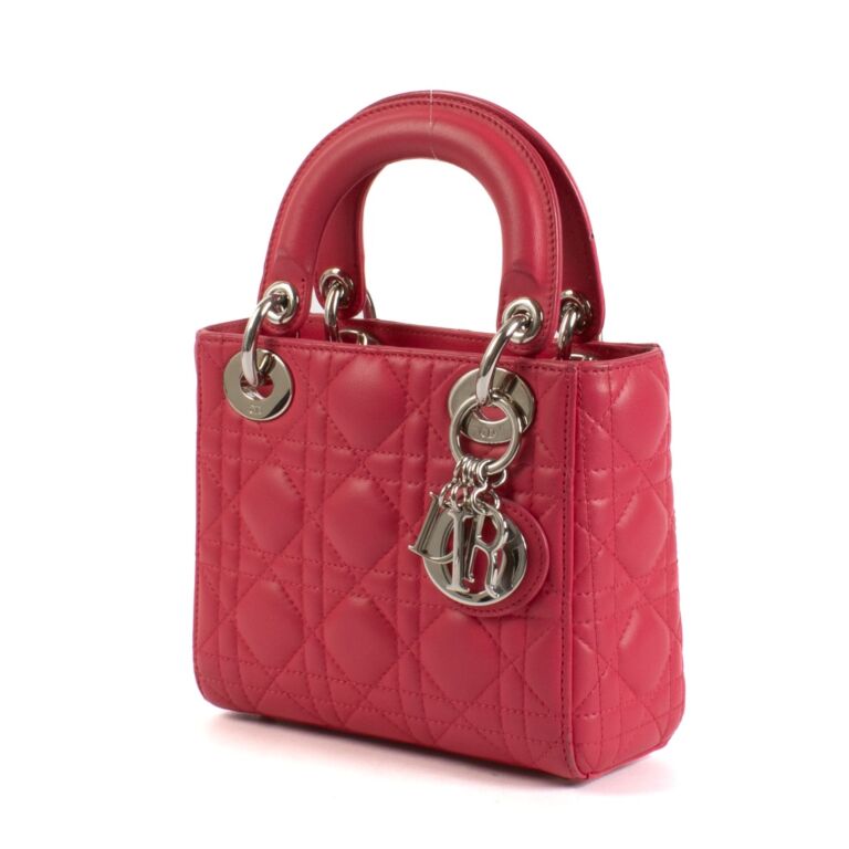 Christian Dior Framboise Lambskin Cannage Mini Lady Dior Bag Labellov Buy and Sell Authentic Luxury