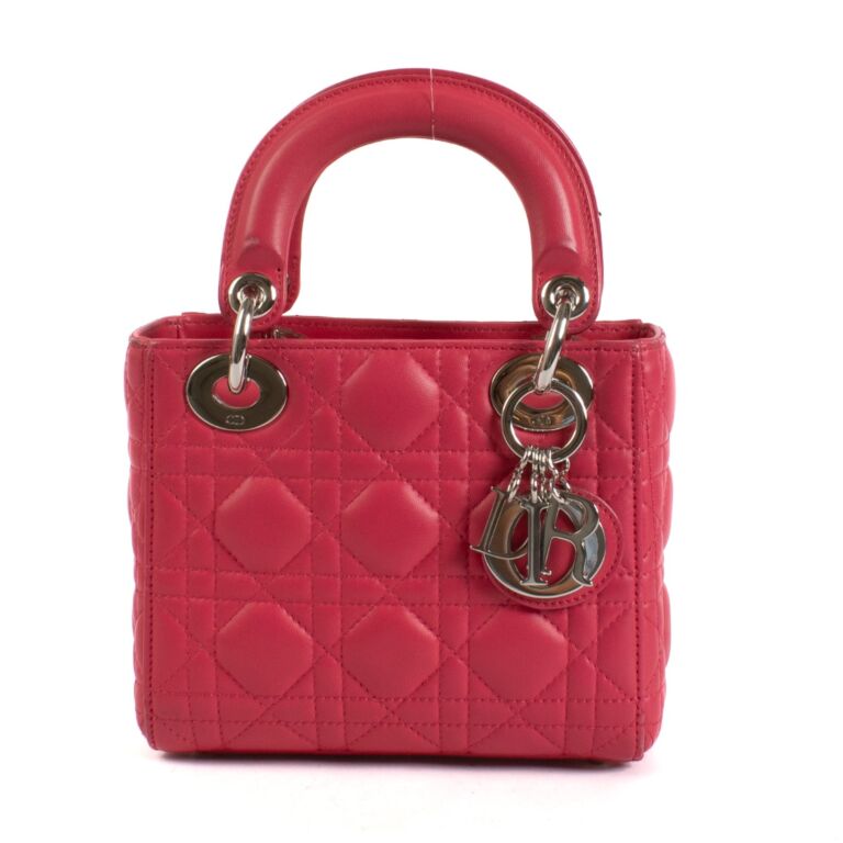 Christian Dior Framboise Lambskin Cannage Mini Lady Dior Bag Labellov Buy and Sell Authentic Luxury