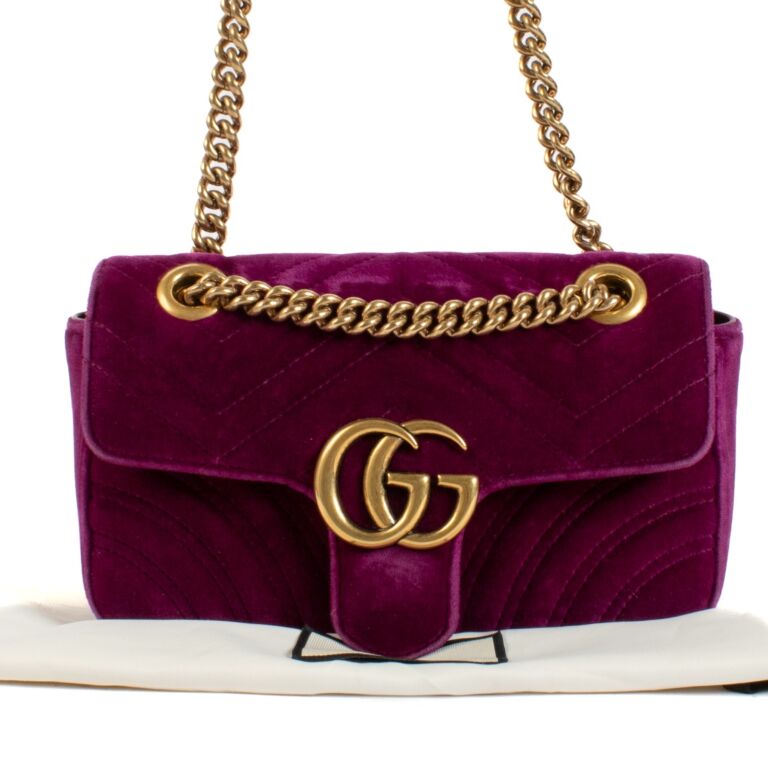 Gucci Purple Velvet Mini GG Marmont Bag Labellov Buy and Sell Authentic Luxury