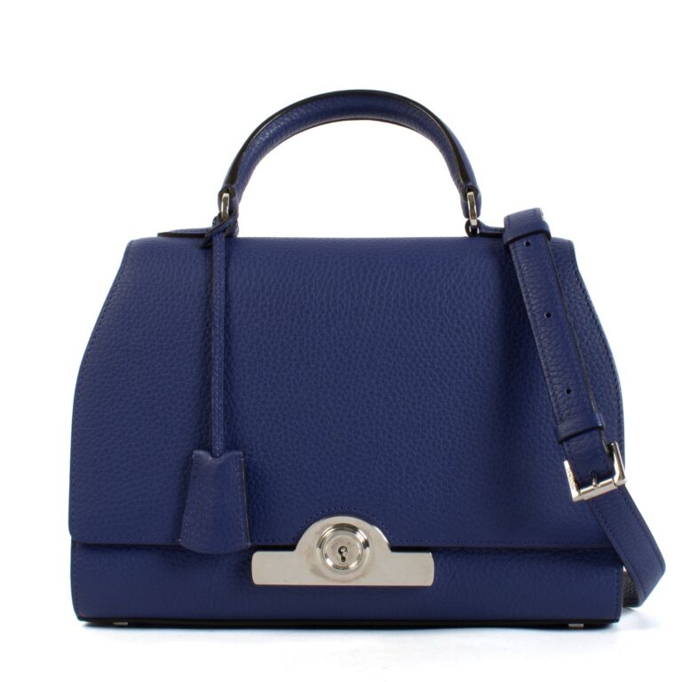 Moynat Blue Leather Rejane PM Bag Labellov Buy and Sell Authentic Luxury