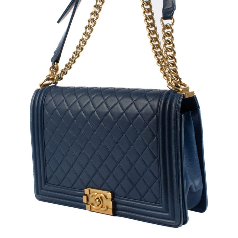 Chanel Cobalt Blue Boy Large Crossbody Bag Labellov Buy and Sell Authentic Luxury