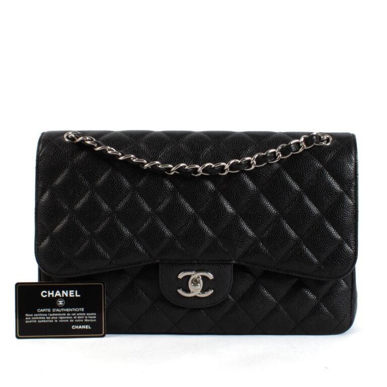 【Chanel】クラシック ラージ フラップバッグ ブラック・中古 CHANEL Pre-Owned ジャンボ クラシック フラップ ショルダー