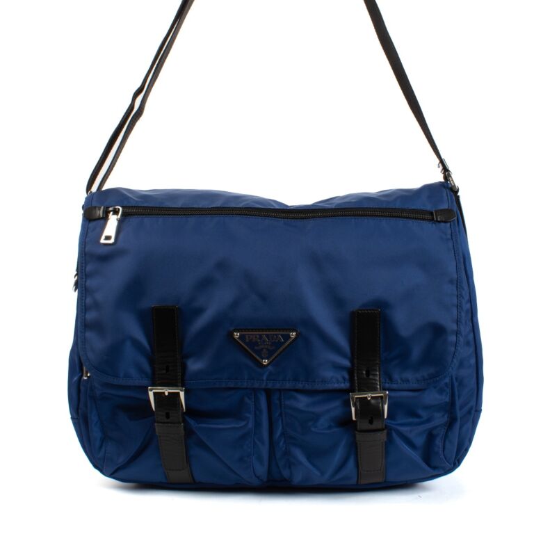 Prada Blue Nylon Messenger Bag Labellov Buy and Sell Authentic Luxury