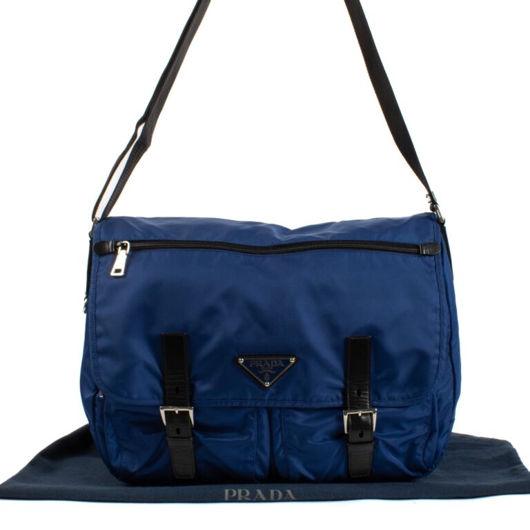 Prada Blue Nylon Messenger Bag ○ Labellov ○ Buy and Sell