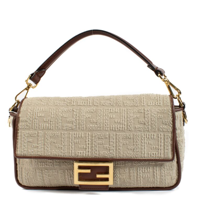 Fendi Zucca Embroidered Canvas Baguette Bag ○ Labellov