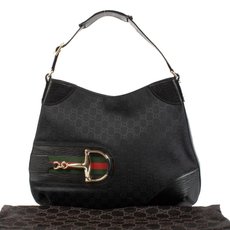 Gucci Black GG Canvas Hobo Bag Labellov Buy and Sell Authentic Luxury