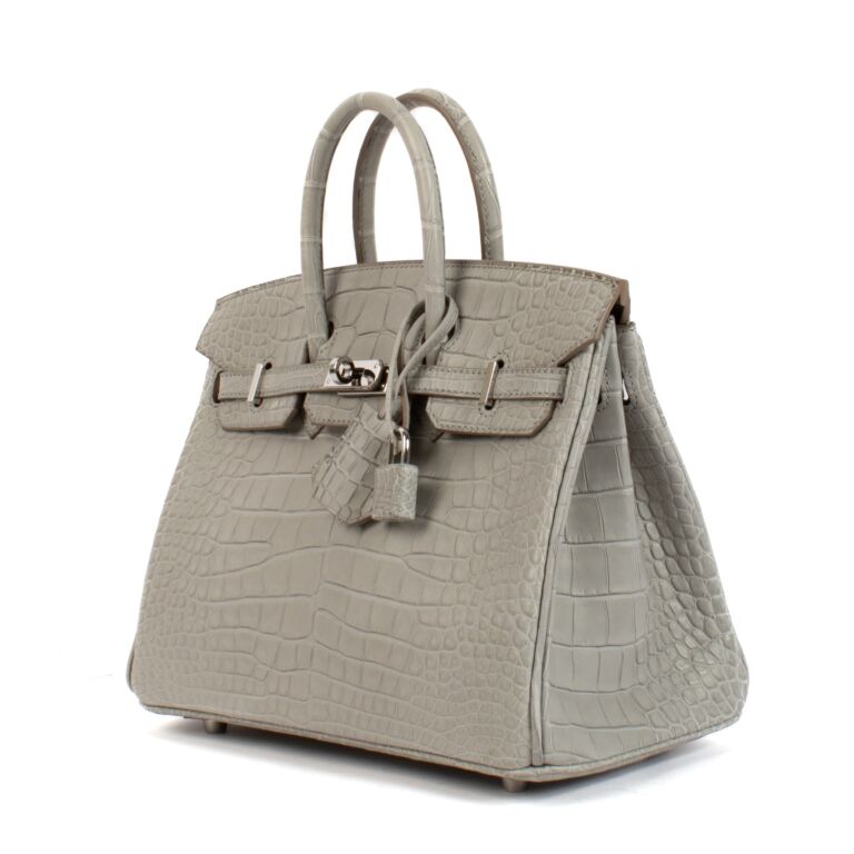 リィエルアモルタ PR Hermès Birkin 25 Gris Perle Matte Alligator PHW ○ Labellov