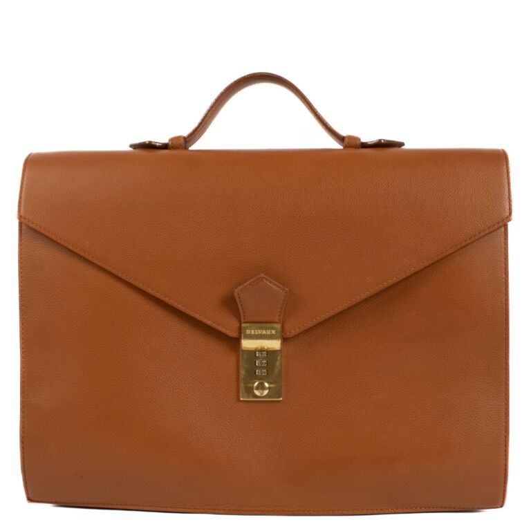 Delvaux Camel Leather Consulat Briefcase Labellov Buy and Sell Authentic Luxury