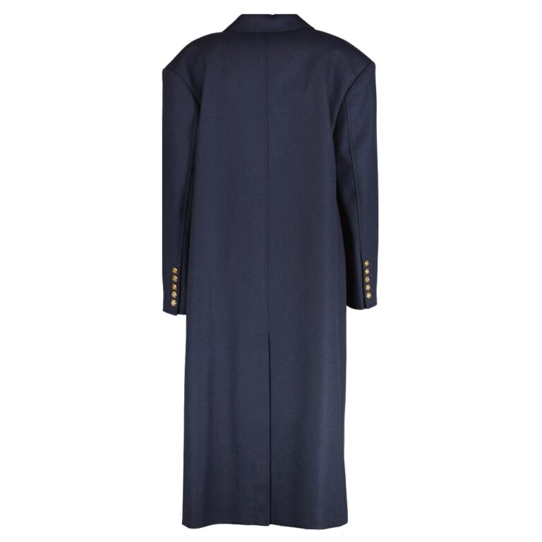 Balmain Blue Double-breasted Wool Coat ○ Labellov ○ Buy