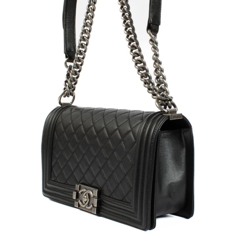 Chanel Black Caviar Medium Boy Bag ○ Labellov ○ Buy and