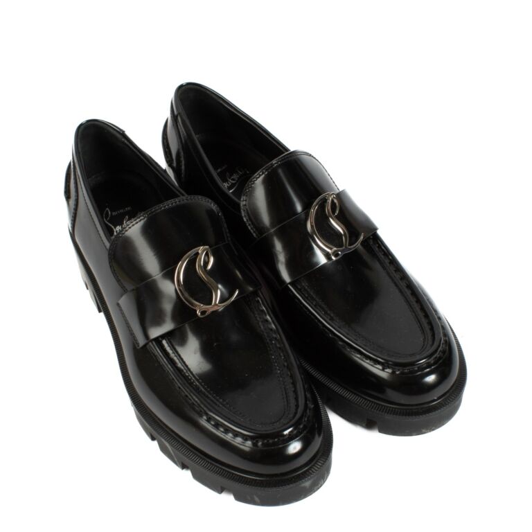 Christian Louboutin Black CL Moc Lug Loafers - Size 38