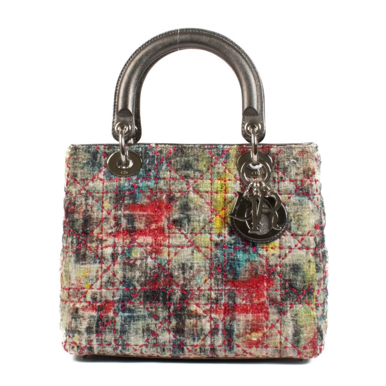 Christian Dior Multicolor Tweed Lady Dior Medium Bag Labellov Buy and Sell Authentic Luxury
