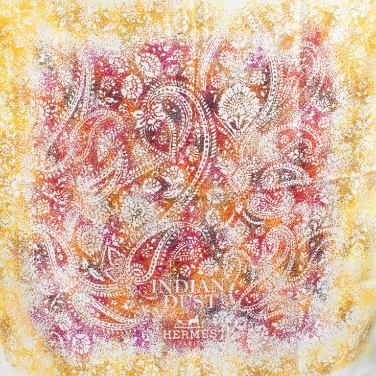 HERMÈS★INDIAN DUST カレ90 Hermès Carré 90 Indian Dust Silk Scarf White ref.1312874