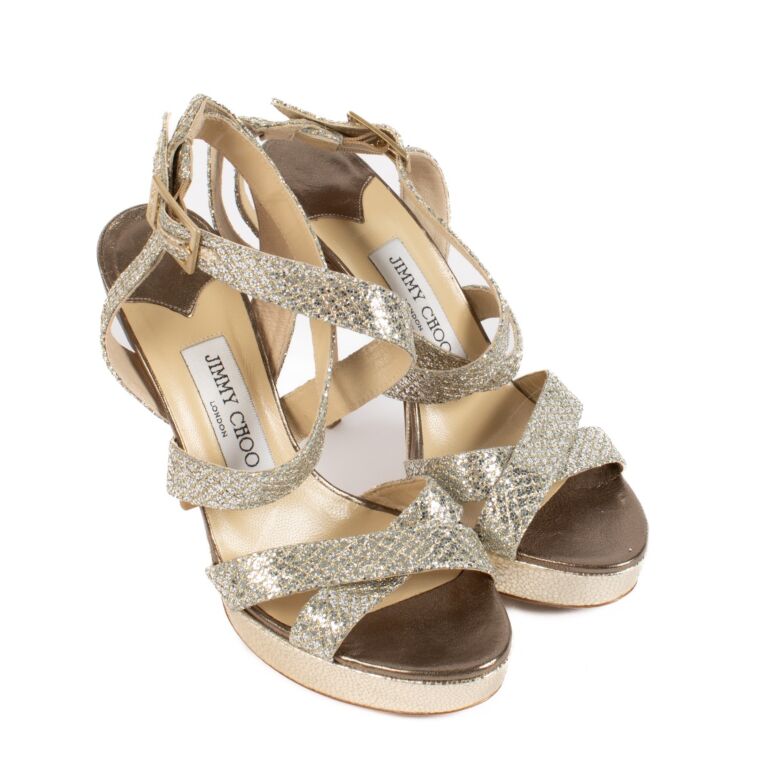 Jimmy Choo Silver Glitter Heels - Size 37 ○ Labellov ○ Buy