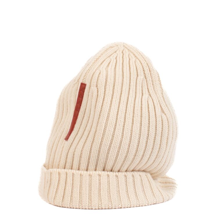 プラダ　ビーニー ホワイト ウール&カシミヤ ビーニー | PRADA